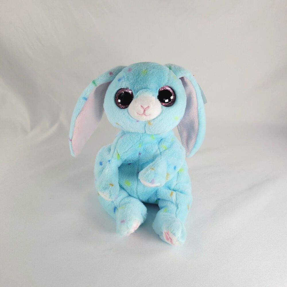 NEW Ty Beanie Baby Bellies Bluford Blue Easter Bunny Rabbit 6" Plush Stuffed Toy